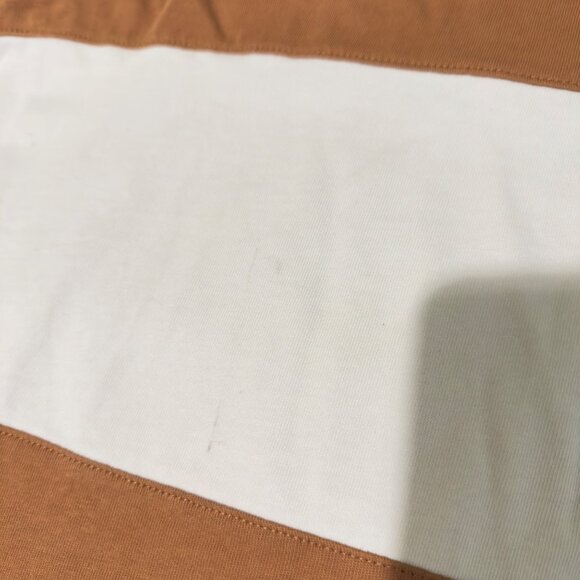 H&M Mens Regular Fit Rugby Shirt XXL Brown & White Long Sleeve Collared Top - Picture 10 of 13